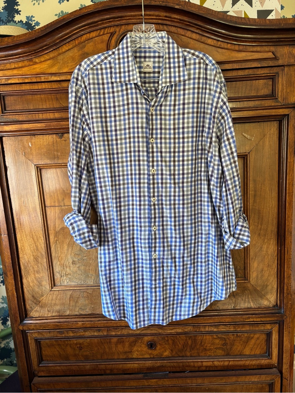 Peter Millar Preppy Lightweight Casual Gingham Long-Sleeve Button-Down Small